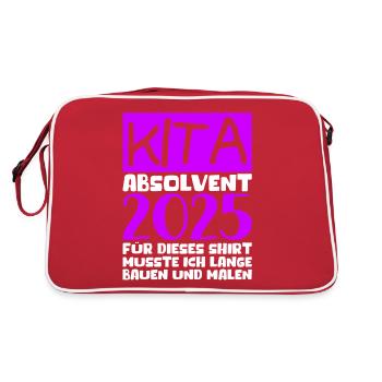 Adieu Maternelle 2025 Cadeau Fille Garçons - Sac Retro - rouge/blanc - Dos