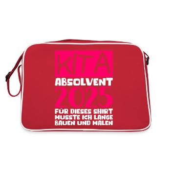 Adieu Maternelle 2025 Cadeau Fille Garçons - Sac Retro - rouge/blanc - Dos