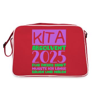 Adieu Maternelle 2025 Cadeau Fille Garçons - Sac Retro - rouge/blanc - Dos