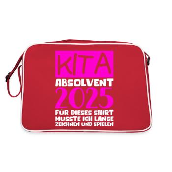 Adieu Maternelle 2025 Cadeau Fille Garçons - Sac Retro - rouge/blanc - Dos