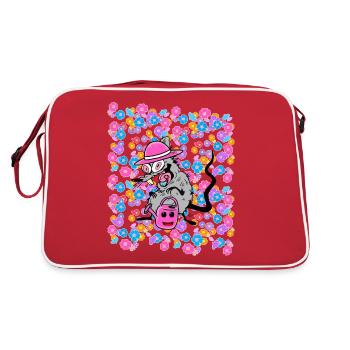 Frühling Sommer Garten Ratte Kinder Kind 80er 90er - Retro Tasche - Rot/Weiß - Hinten