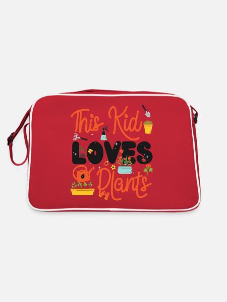 Plant Lover Gardening Kid This Kid - Retro Bag - red/white - Back