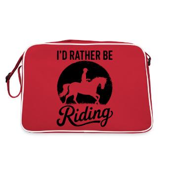 Pferde Spruch Reitsport Lustiges Pferde Geschenk - Retro Tasche - Rot/Weiß - Hinten