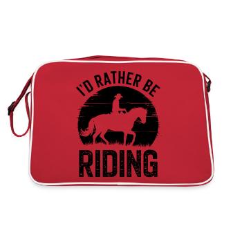 Horses Saying Equestrian Sports Funny Horse Gift - Retro Bag - red/white - Back