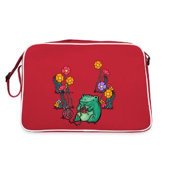 Jardin Fleurs Grenouille Grenouilles Enfants - Sac Retro - rouge/blanc - Dos