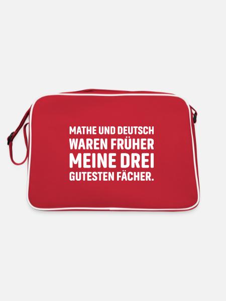Mathe und Deutsch waren früher meine drei gutesten - Retro Tasche - Rot/Weiß - Hinten