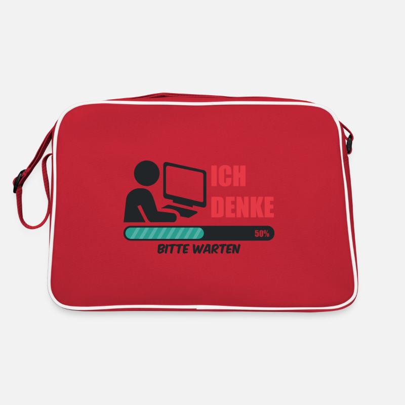 Informatiker ich denke Nerd coding Admin Geek IT - Retro Tasche - Rot/Weiß