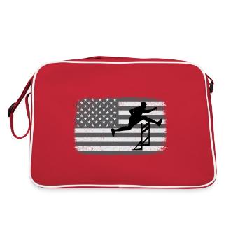 American Flag Hurdles Hurdling Hurdler Patriotic - Retro Bag - red/white - Back