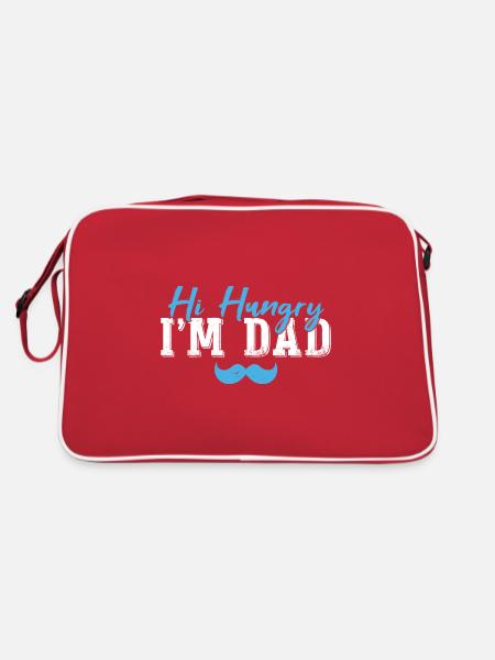 Hallo Hungrig, ich bin Papa - Retro Tasche - Rot/Weiß - Hinten