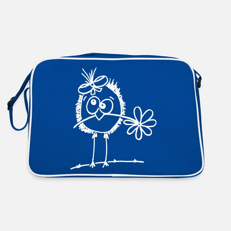 doux oiseau avec fleur dans le bec Sac Retro