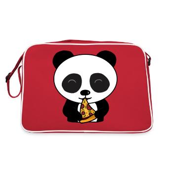 Ours mignon de panda mangeant la pizza - Sac Retro - rouge/blanc - Dos