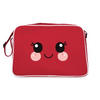visage content, idée bébé, yeux et bouche adorable - Sac Retro - rouge/blanc - Dos