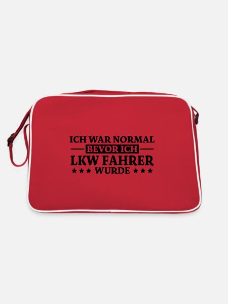 LKW Fahrer Spruch Job Lustiges LKW Fahrer Geschenk - Retro Tasche - Rot/Weiß - Hinten