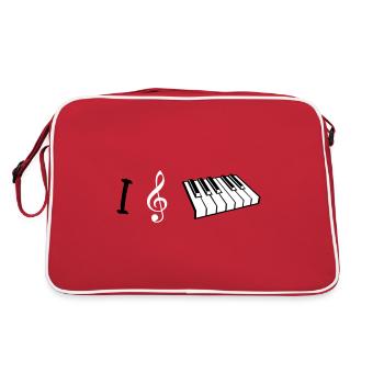 I love piano, piano - Retro Bag - red/white - Back