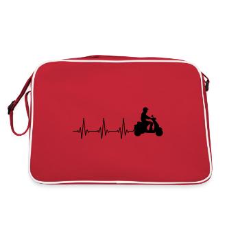 Scooter Rider Scootering Motorcycle Heartbeat - Retro Bag - red/white - Back