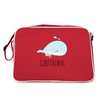 Whale with penis genital whale gift - Retro Bag - red/white - Back