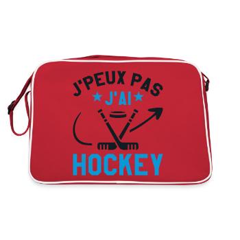 Ich kann nicht Eishockey - Retro Tasche - Rot/Weiß - Hinten