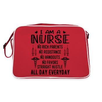 I Am A Nurse No Rich Parents Funny I'm A Nurse Tee - Retro Bag - red/white - Back