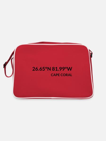 Cape Coral Florida USA Koordinaten - Retro Tasche - Rot/Weiß - Hinten