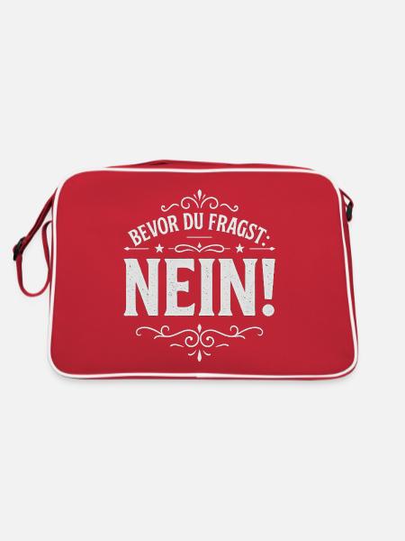 Dicton amusant - Avant de demander NON - Sac Retro - rouge/blanc - Dos