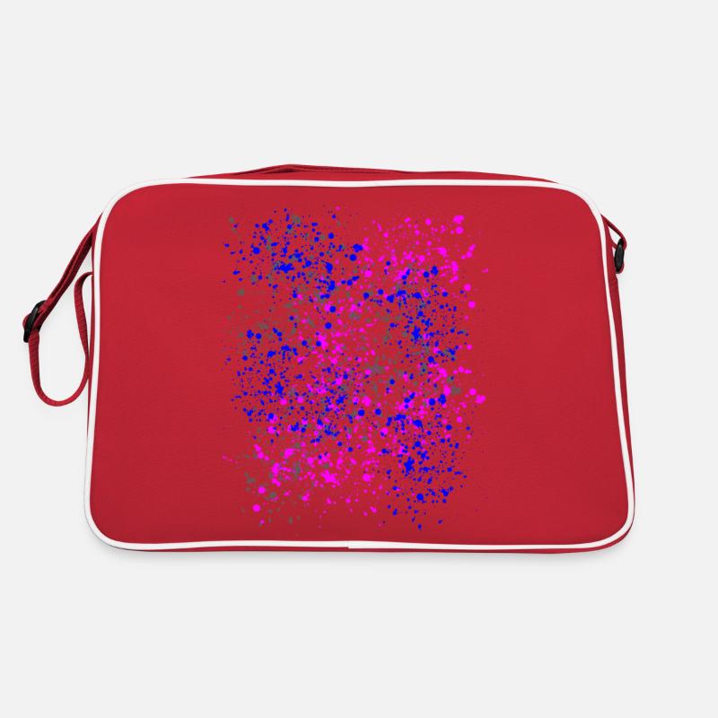 Farbkleckse - bunte Spritzer - Konfetti - Retro Tasche - Rot/Weiß
