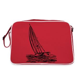 Segelboot am Wind - Retro Tasche - Rot/Weiß - Hinten