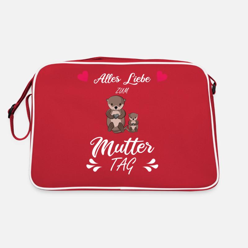 Alles liebe zum Muttertag weiß - Retro Tasche - Rot/Weiß