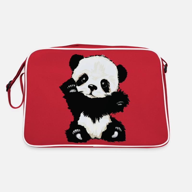 Baby Panda - Retro Tasche - Rot/Weiß