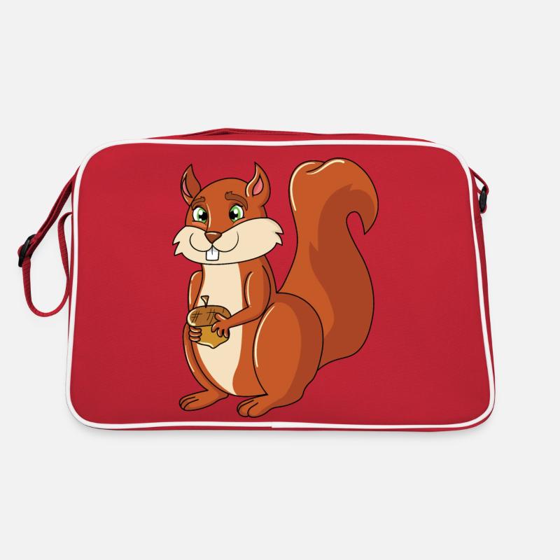 Eichhörnchen - Retro Tasche - Rot/Weiß
