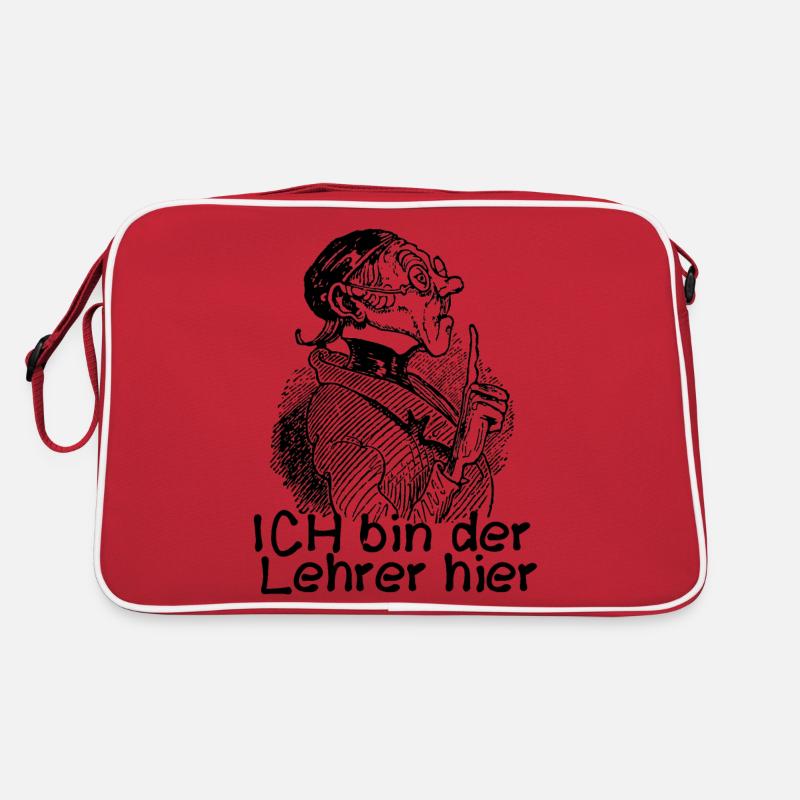 Ich bin der Lehrer Max Moritz Busch Lehrer Lämpel - Retro Tasche - Rot/Weiß