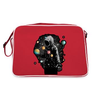 Hood woman wearing a face mask with a yellow - Retro Bag - red/white - Back