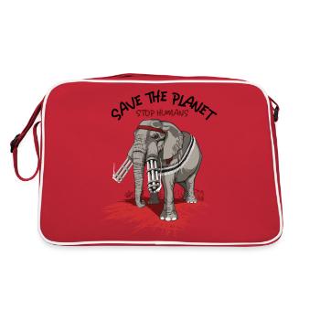 Save the planet, stop humans - Retro Bag - red/white - Back