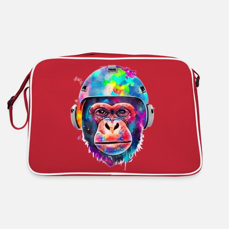 Affe mit Weltraumhelm Retro Tasche