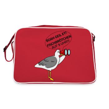 Seagull - Fish Rolls at 9 o'clock Sayings Baltic Sea - Retro Bag - red/white - Back