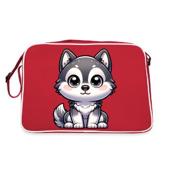 Illustration numérique de mignon Husky - Sac Retro - rouge/blanc - Dos