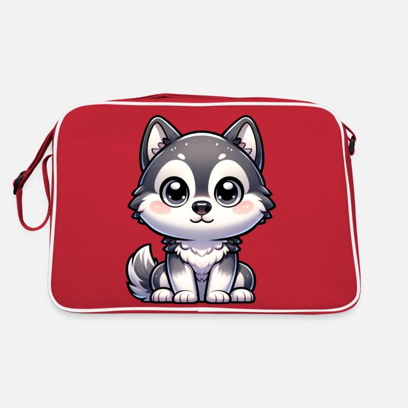 Illustration numérique de mignon Husky Sac Retro