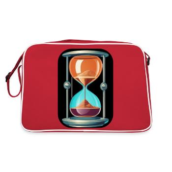 Sanduhr Sand Uhr hourglass abstrakt Stundenglas - Retro Tasche - Rot/Weiß - Hinten
