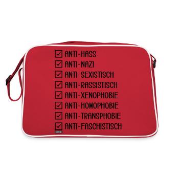 Unity & Respect: Für Gleichheit und gegen Hass - Retro Tasche - Rot/Weiß - Hinten