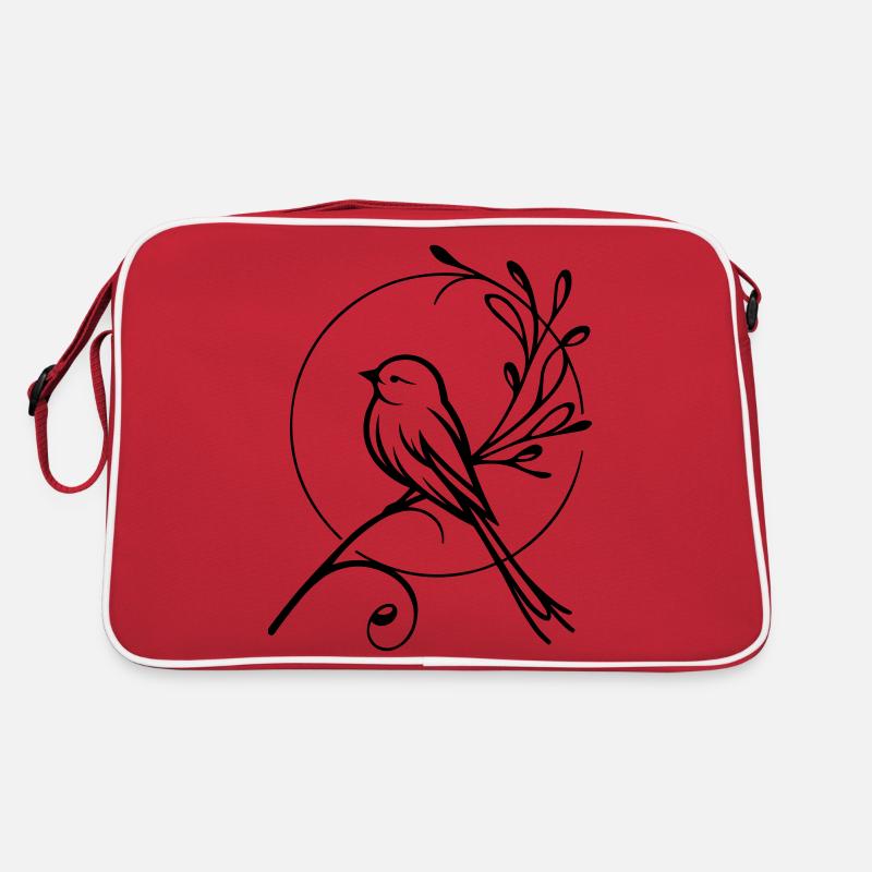 Vogel - Retro Tasche - Rot/Weiß