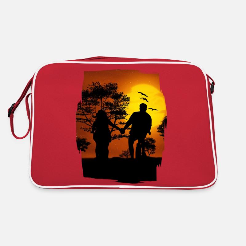 Valentinstag LIEBE - Retro Tasche - Rot/Weiß