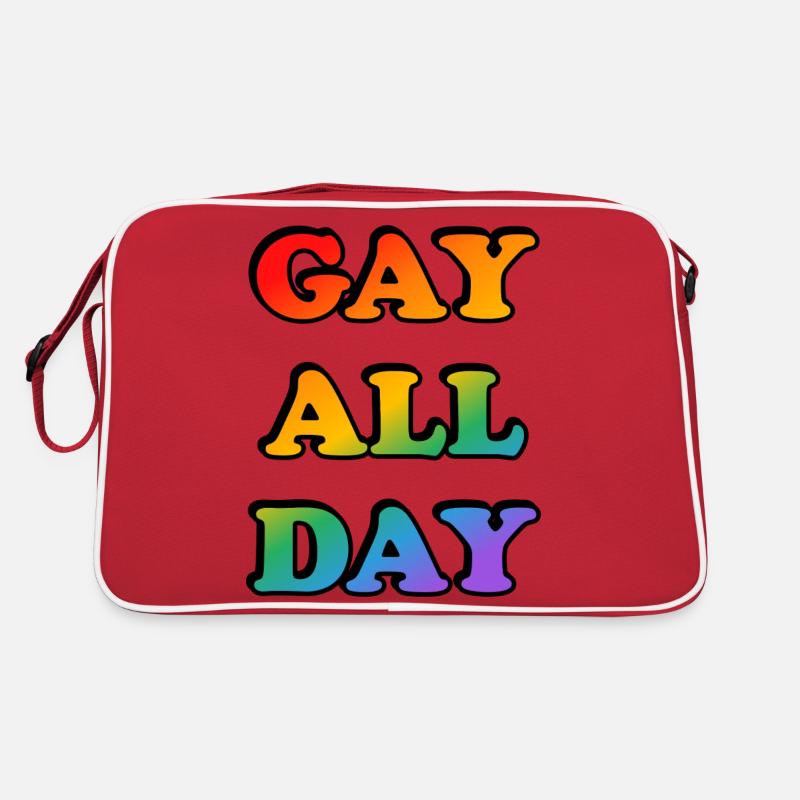 Schwul Den ganzen Tag Regenbogenfarben Retro Tasche