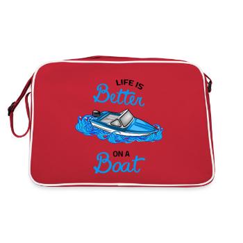 life is better on a boat - DDR Boot Ibis Motorboat - Retro Bag - red/white - Back