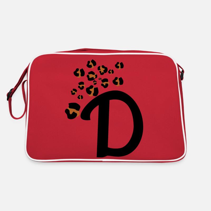 Leopard pattern letter d Retro Bag