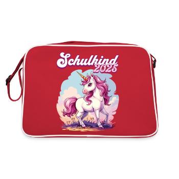 School Child 2025 Unicorn Enrollment School Student - Retro Bag - red/white - Back