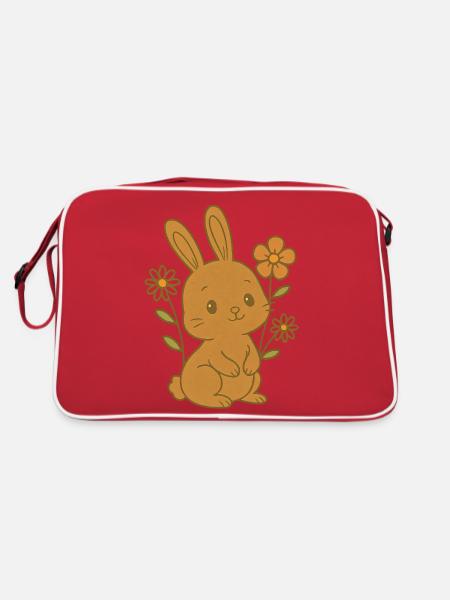 Bunny Bunny Printemps Fleurs Été Jardin de Pâques - Sac Retro - rouge/blanc - Dos