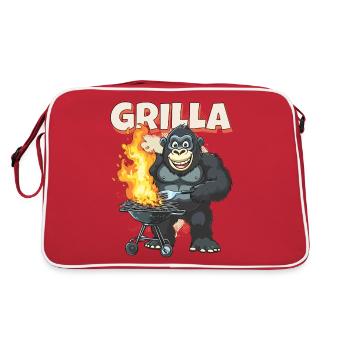 grillade grilla griller gorilla bbq dire drôle - Sac Retro - rouge/blanc - Dos