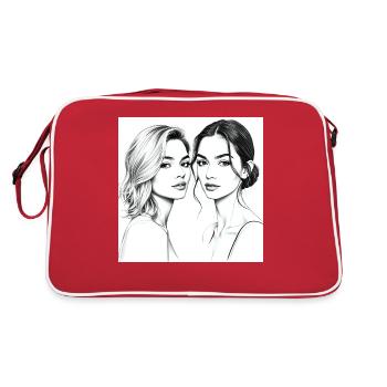 Elegante Frauenportraits in Schwarz-Weiß - Retro Tasche - Rot/Weiß - Hinten