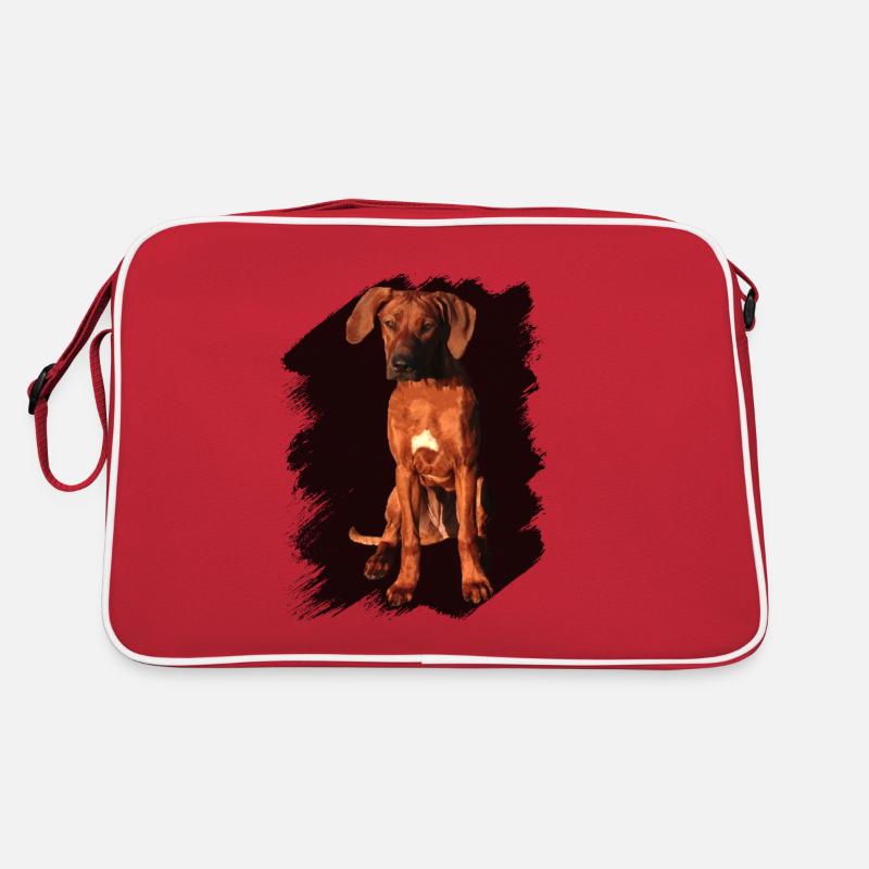 Rhodesian Ridgeback on black background Retro Bag