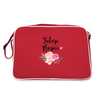 Future mariée bouquet de fleurs et petit cœur - Sac Retro - rouge/blanc - Dos
