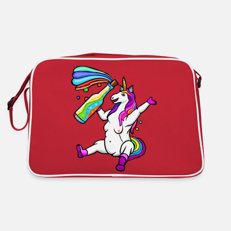lustiges LGPT-Einhorn, buntes Einhorn, Regenbogen Retro Tasche